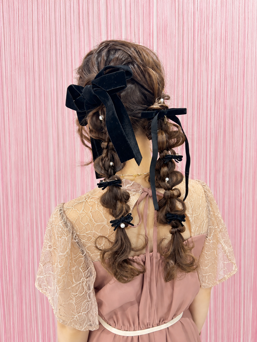 画像11698：ハーフツインリボンアレンジ・ペア｜梅田・北新地ヘアセット