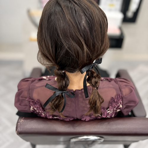 画像11703：リボンツイン編みおろし｜梅田・北新地ヘアセット