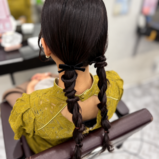画像11705：リボンツイン編みおろし｜梅田・北新地ヘアセット