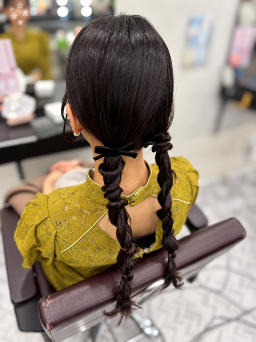 画像11705：ハーフツインリボンアレンジ・ペア｜梅田・北新地ヘアセット