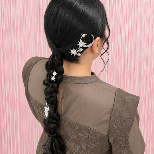画像11720：月と星飾りの編み込みヘア｜梅田・北新地ヘアセット