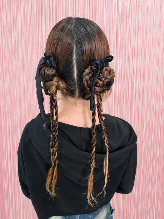 画像11734：ハーフツインリボンアレンジ・ペア｜梅田・北新地ヘアセット