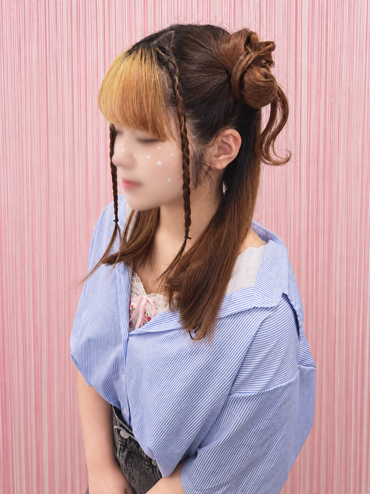 画像11744：ハーフツインリボンアレンジ・ペア｜梅田・北新地ヘアセット