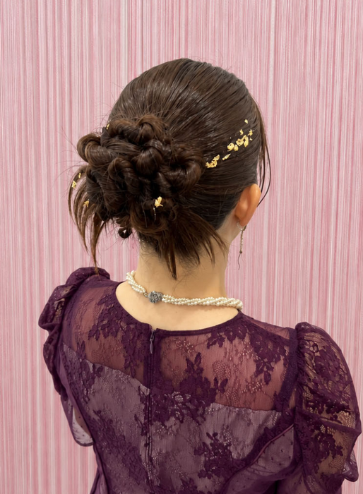 画像11754：ハーフツインリボンアレンジ・ペア｜梅田・北新地ヘアセット