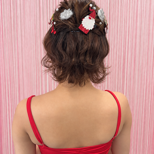 画像11892：飾り付きハーフアップ｜梅田・北新地ヘアセット