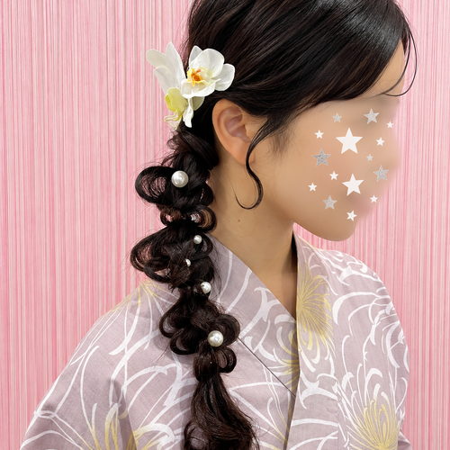 画像11901：パールサイド編みおろし｜梅田・北新地ヘアセット